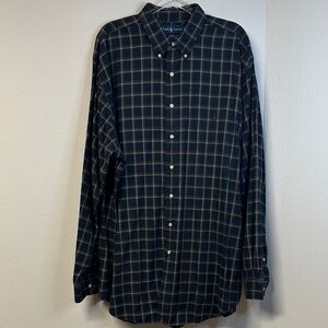 Ralph Lauren Blake Windowpane Cotton Button Down Long Sleeve Logo Shirt Size XLT